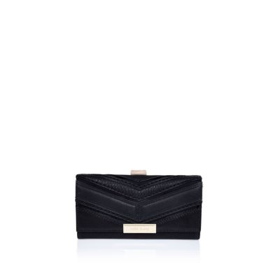Black patchwork clip top purse